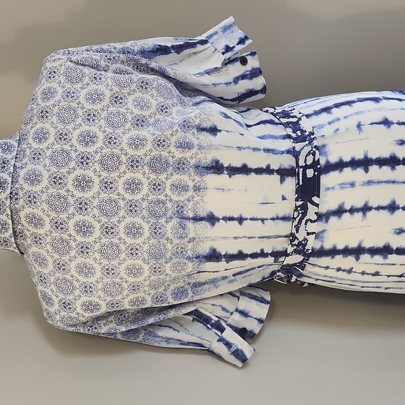 Peter Som Design Nation Blue White Tie Dye Shirt Dress. Size 8 - Picture 8 of 14